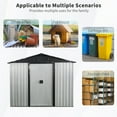 thumbnail image 6 of 8X4 FT Outdoor Metal Storage Shed with Foundation, Waterproof Garden Tool Shed with Lockable Sliding Doors, Air Vents and Sloped Roof for Garden, Backyard, White+Black, 6 of 7