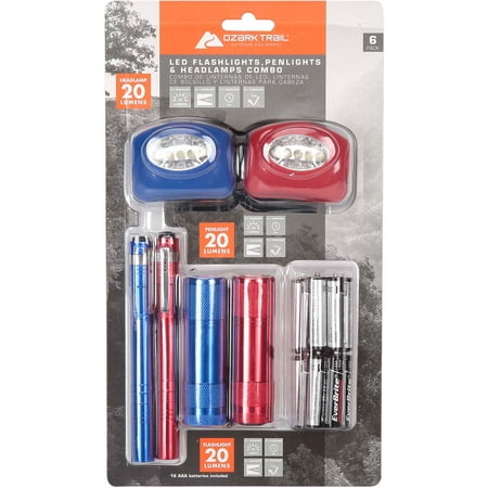 Buy Ozark Trail LED Flashlight and Penlight and Headlamp Combo, 6-Pack