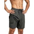 thumbnail image 2 of Men's Swim Trunks with Compression Liner Stretch Swimming Shorts with Pockets Dark Gray L, 2 of 4