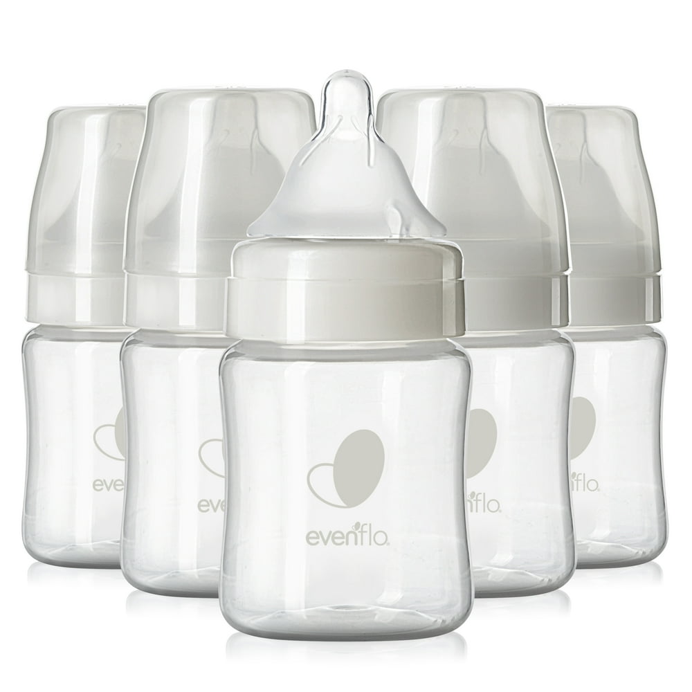 Evenflo Balance + Wide Neck BPAFree Plastic Baby Bottles 5oz, Clear