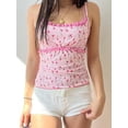 thumbnail image 3 of KelaJuan Women's Summer Cami Tops Cute Heart Print Frill Tank Tops Sleeveless Spaghetti Strap Camisoles, 3 of 6