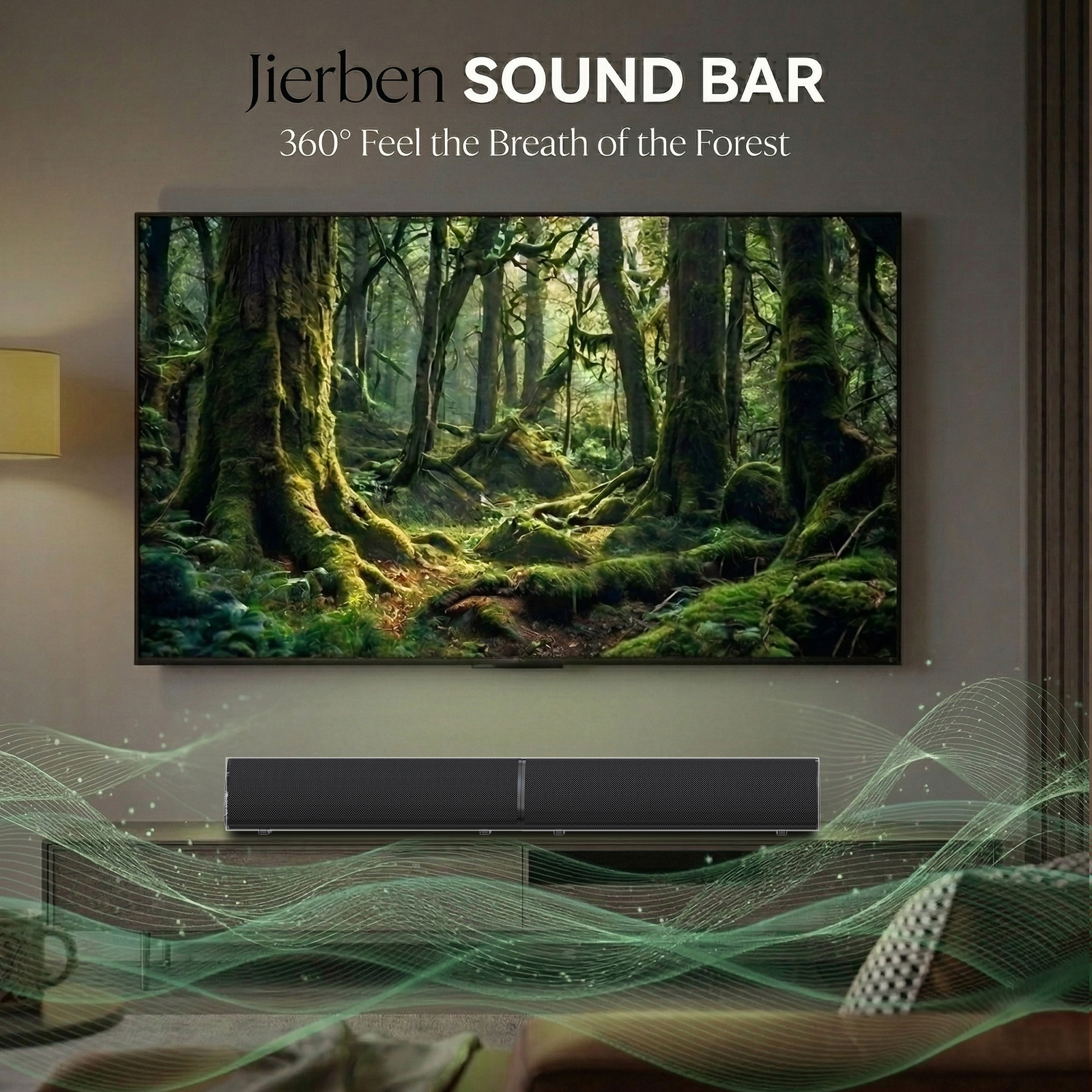 Barra de sonido Jierben para TV inteligente, desmontable 2 en 1, sistema de cine en casa con 3 modos de ecualización, conexión Bluetooth 5.4/HDMI-ARC/Óptico/AUX para PC/Juegos/Proyectores 8