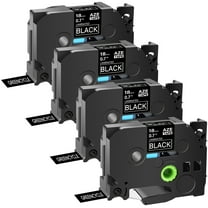 GREENCYCLE 4PK Compatible for Brother P-touch White on Black 18mm 8m TZ TZe TZe-345 TZ-345 TZe345 TZ345 Laminated Label Tape