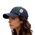 thumbnail image 5 of Hand Embroidered Floral Baseball Cap, Trucker Style Adjustable Snapback for Men and Women, Breathable Sun Hat for Outdoor, Daily Wear, Fishing, and Travel Navy, 5 of 5