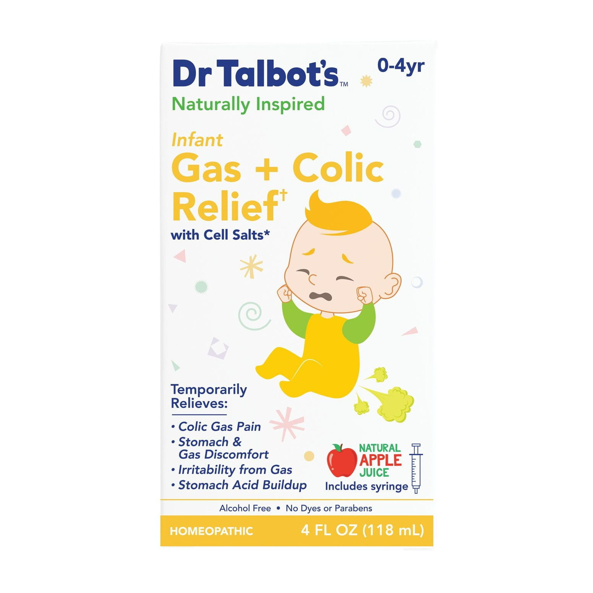 (2 pack) Dr. Talbot's Infant Gas and Colic Relief Medicine with Cell Salts, Apple, 4 fl oz