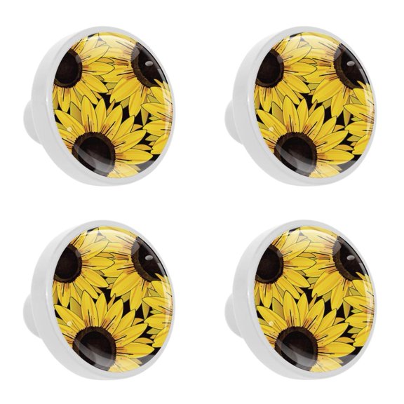 4 Pcs Sunflower Knobs for Kitchen Cabinet Cupboard Dresser Bookcase Drawer Pulls Handles Round Home Decor