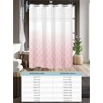 thumbnail image 6 of No Hook Cloth Fabric Shower Curtain with Snap in Liner, Moroccan Pink Waterproof Shower Curtains Set with See Through Top Window, Abstract Geometric Plaid Gradient Bath Curtains Shower 72"x96", 6 of 6