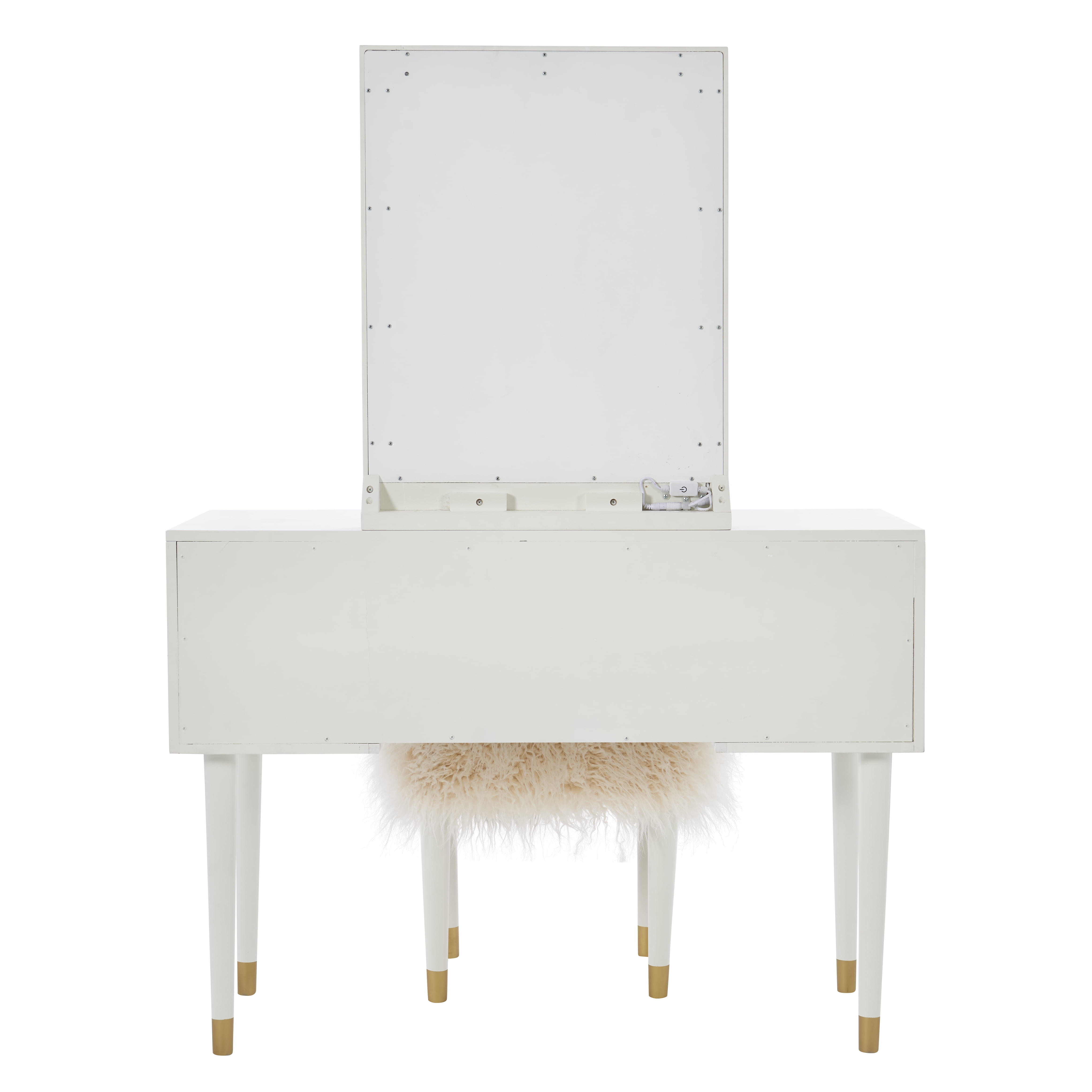 Linon Ginzel Vanity Set with Stool, White/White