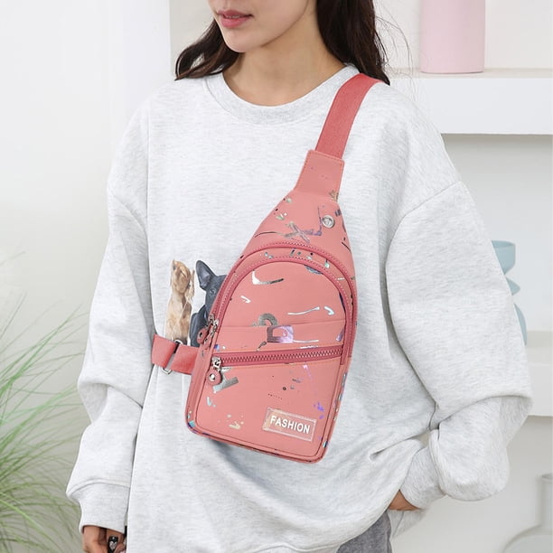 Bolso cruzado naranja para correr con correas ajustables y 2 bolsillos con cremallera para mujeres y hombres, bolso de hombro simple para deportes, bolsa de un solo hombro para entrenamiento, jogging,