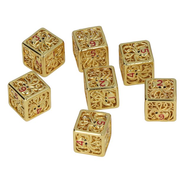 Dados De Pulpo Hueco, Dados De Metal Exquisitos Cuadrados Tallados únicos Divertidos 7 Uds Para Adultos Para Juego De Cartas ANGGREK FE2013