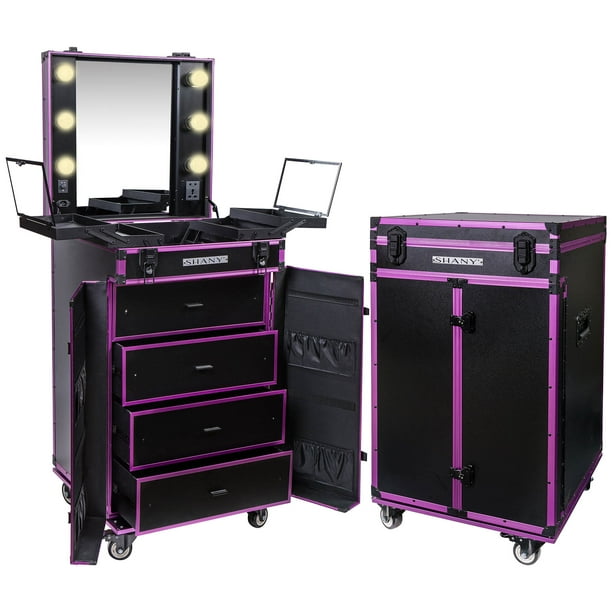 SHANY LightUp Makeup Mirror Station and Storage Rolling Cosmetics
