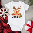 thumbnail image 5 of Body navideño personalizado con diseño de ciervo para bebé, ropa personalizada para niño y niña, mono a juego para vacaciones, peleles de manga corta para bebé, 5 of 5