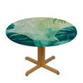 thumbnail image 3 of JEUXUS Tablecloths Round Table Cover Palm Leaves with Lush Branches and Charming Colors White, 3 of 8