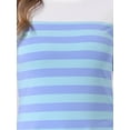 thumbnail image 5 of DARING DIVA Women's Color Block Striped Knit Top Long Sleeves T-Shirt XS Dark Light Blue, 5 of 6
