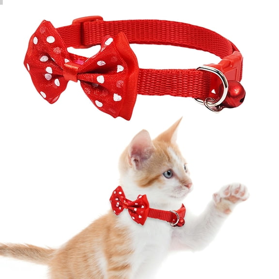 Adjustable Polyester Dog Collar with Bow Tie Handmade Cute Fashion for Large Medium Small Dogs