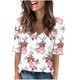 thumbnail image 1 of Camisetas Casuales de las Mujeres Impresas Manga Corta Cuello en V, Camiseta Ligera para Diario, Fiesta Y Primavera Verano, 1 of 4