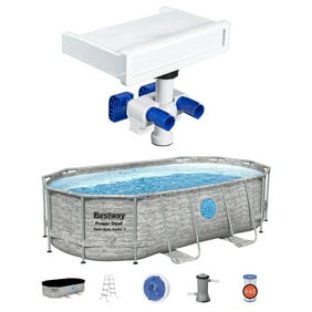 Bestway LED Waterfall Cascade & Vista 14'x8'x39.5" Above Ground Pool Set