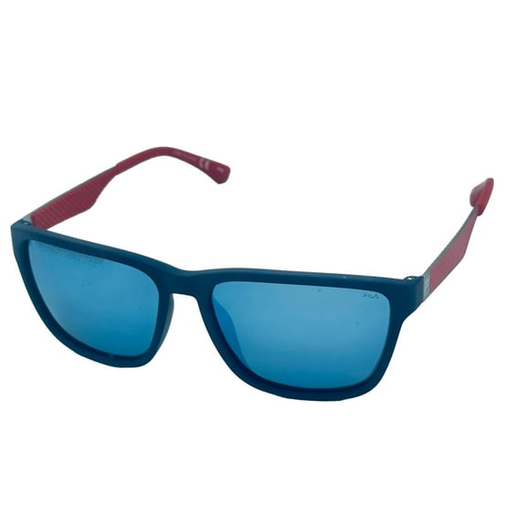 Fila Mens Soft Rectangle Matte Blue Sunglass Mirror Polarized Lens SF8497. U43Z