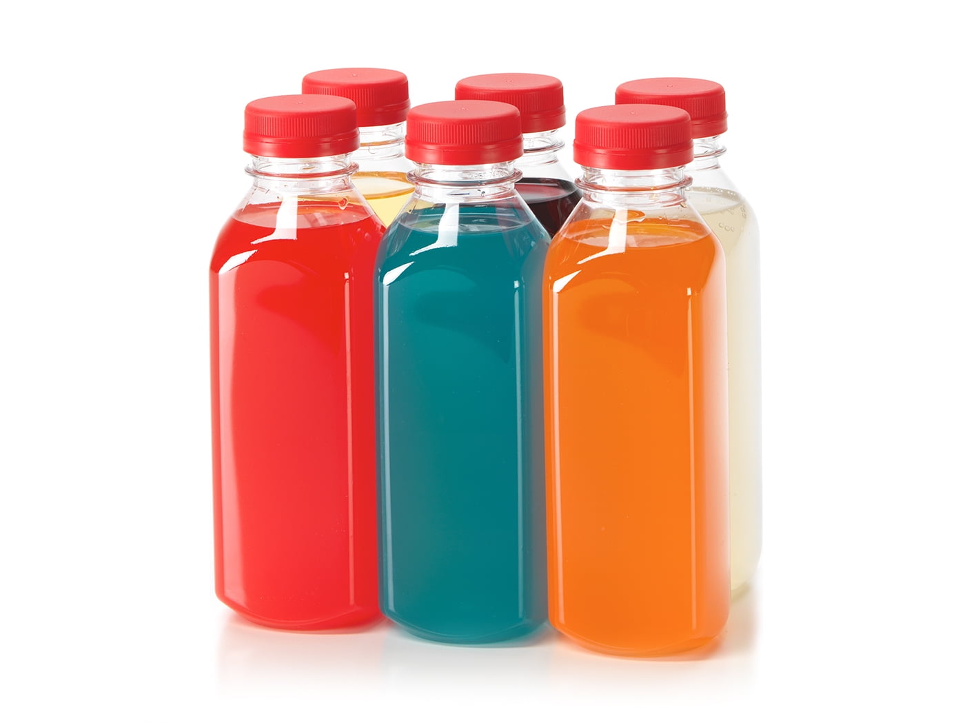 16 oz. Plastic Bottles with Green Tamper Evident Caps, 6-pack
