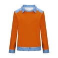 thumbnail image 4 of Xuyuer Sweatshirt for Women Waffle Knit Color Block Lapel Crewneck Long Sleeve Casual High Low Pullover Sweatshirts Tops, 4 of 5