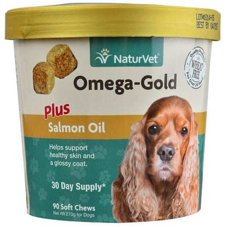 NaturVet Omega Gold Healthy Skin & Coat Supplement for Dogs, 90 Tasty Soft