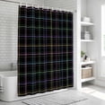 thumbnail image 6 of Black Geometric Shower Curtain, Waterproof Shower Curtains for Bathroom, Vintage Grid Plaid Colorful Lines Washable Fabric Bathtub Curtain Set Bath Decor with 12 Hooks Stall 36"x72", 6 of 8