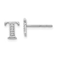 thumbnail image 3 of 14K White Gold Diamond Initial T Earrings (0.03Ct), 3 of 4