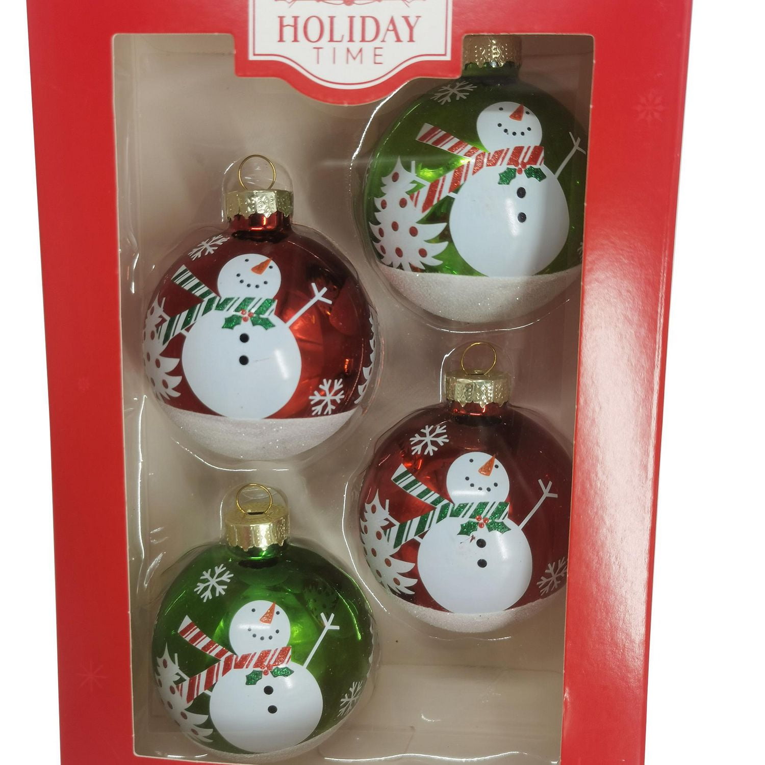 HOLIDAY TIME 65MM X 4CT SNOWMAN ORNAMENT