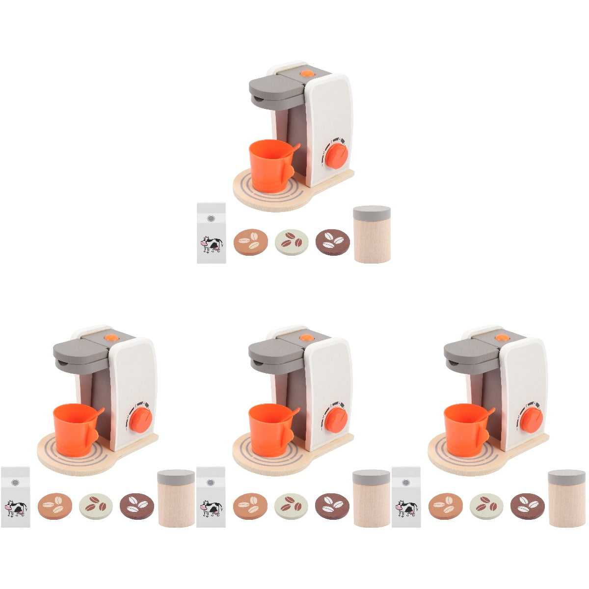 TOYMYTOY 4 Sets Kids Coffee Maker Toy Wooden Coffee Machine Pretend