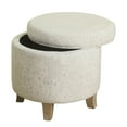 thumbnail image 6 of HomePop Cole Classics Round Storage Ottoman Flared Wood Leg - Linen, 6 of 6