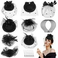 thumbnail image 1 of Tocados Dollcube sombreros de Velo Negro Vintage con Pinza para el Cabello y diadema 8 piezas, 1 of 7