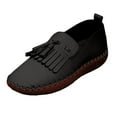 thumbnail image 6 of Mepaouo Womens Slip on Shoes Leather Tassel Casual Loafers Soft Comfortable Walking Work Flats Black 6, 6 of 7