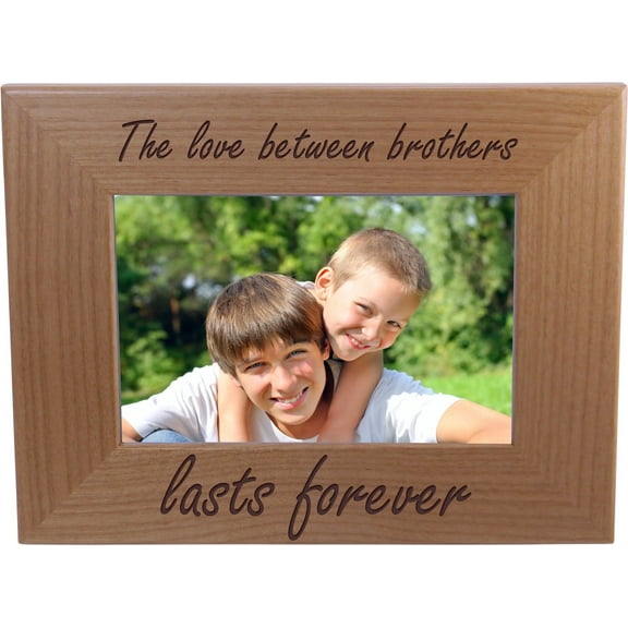The love between brothers lasts forever - 4x6 Inch Wood Picture Frame - Great Gift for Birthday, or Christmas Gift for Brother, Brothers