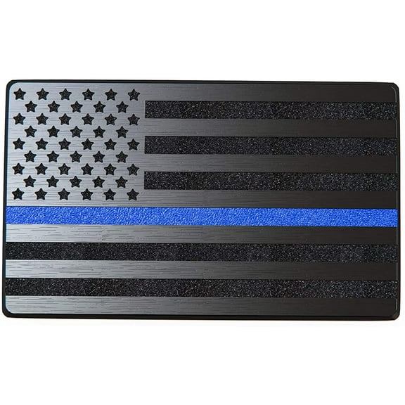 MULL USA 3D Metal Flag Fender Emblem for Cars Trucks 1pcs (5"x3", Black & Blue line)