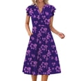 thumbnail image 4 of Fantaslook Summer Dresses for Women Ruffle Sleeve V Neck Midi Dresses Fashion Casual Flowy Vacation Sundress, 4 of 10