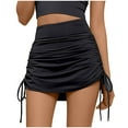 thumbnail image 2 of Lovskoo Skorts Skirts for Women with Shorts Drawstring Ruched Tennis Skirt High Waisted Sport Skorts Black, 2 of 9