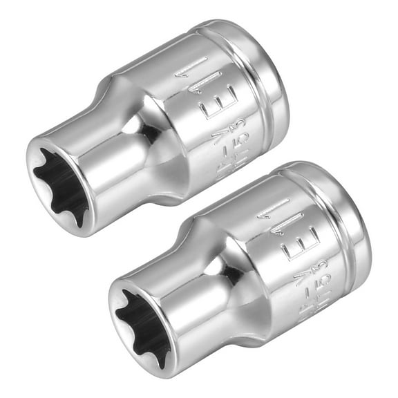 2Pcs 3/8-inch Drive E11 Torx Shallow Socket, Cr-V Steel