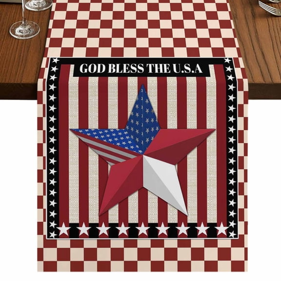 Table Runners 72 Inches Long Dress Scarves, Independence Day Farmhouse Kitchen/Dining Table Runner, Coffee Tablerunners, U.S Flag Stars Red White Striped 14x72 Inch