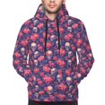 thumbnail image 4 of KLL red Skull flower Print Mens Hoodie Long Sleeve Casual Pullover Hooded Sweatshirt Fashion Drawstring Hoodies with Pocket-Small, 4 of 6