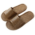 thumbnail image 3 of NOKIO Women Spring Summer Rattan Flip Flops Slipper Boho Flat Slide Sandals Casual Summer Beach Shoes Female Rattan Grass Woven Household Indoor Couples Soft Sole Silent Floor Linen Slippers, 3 of 7