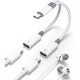 thumbnail image 2 of Adaptador de auriculares y cargador USB C a 3,5 mm, conector de audio auxiliar 2 en 1 a USB C con cable de carga rápida PD para iPhone 16, 15 Pro Max, Samsung Galaxy S24, S23, S22, Pixel, 2 of 8