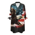 thumbnail image 7 of SCRAWLGOD Fly Eagle 3/4 Sleeve Cardigan Shirt for Women Size XS American Flag Button Down Blouses Plus Size Casual V Neck Summer Cardigan Shirt,4 of July, 7 of 7