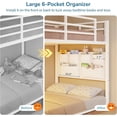 thumbnail image 6 of Twin Size Low Bunk Beds with LED Lights, Twin Over Twin Bunk Bed Frame with 6 Storage Drawers and Pocket Organizer for 2 Teens, Twin Metal Bed Frame with Reversible Storage Staircase, White, 6 of 9