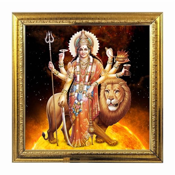 Goddess Durga India God Photo Frame for Pooja Hindu Bhagwan Devi Devta PhotoGod Photo FramesWall Decor Photo 5.1 in