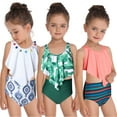 thumbnail image 4 of MXIEZI Baby Toddler Girls One Pieces Bikini 2-Piece Swimsuit Kids Double Fly Trim Prints Swimwear Beach Sport Bathing Suit for Girls 2-12T, 4 of 9