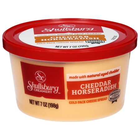 Shullsburg Creamery Horseradish Cheddar Spreadable Cheese Spread, 7 oz, Tub, Refrigerated