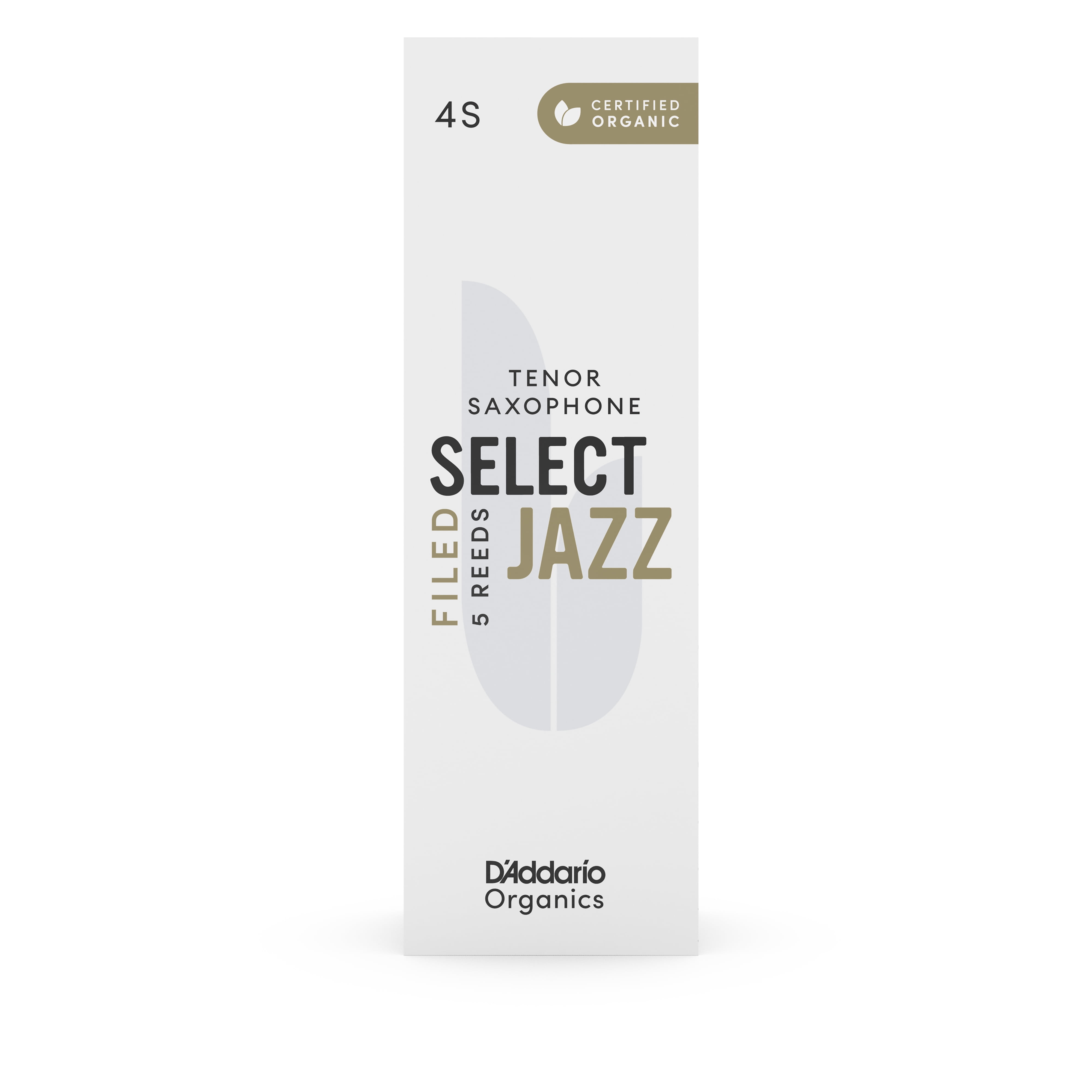 D'Addario Organic Select Jazz Filed Tenor Sax Reeds, Strength 4 Soft, 5-pack