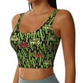 thumbnail image 2 of Naloa Green Cacti And Red Chili Sports Bras for Women,Sports Bras for Women High Support with Removable Pads-, 2 of 8