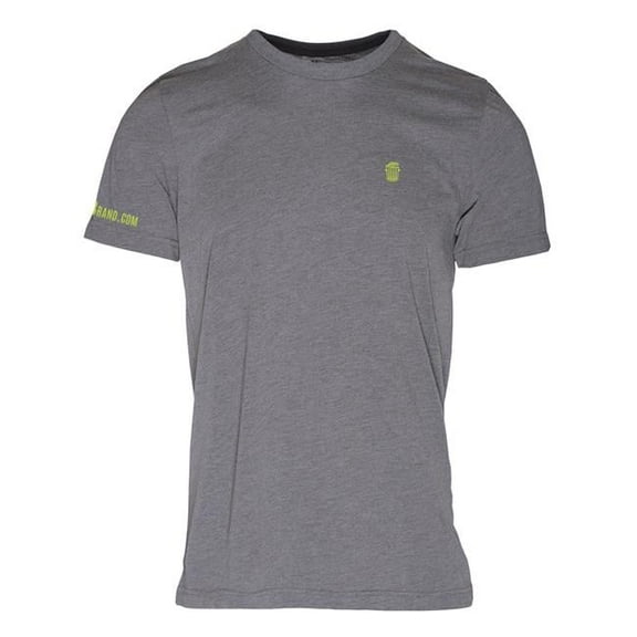 RecyclenBrand RM101GRNY-XL Triblend Crew T-Shirt for Mens, Grey with Neon Yellow Logo - Extra Large