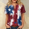 thumbnail image 2 of Womens Tops 250 Anniversary USA Flag Short Sleeve 4th of July Patriotic Summer Tops for Women Trendy Henley Button V-Neck American Flag Stars Striped Fashion Beach Vacation Clothes Red L, 2 of 10